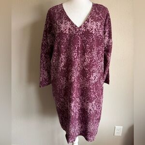 H Halston Purple and Lilac Print V-Neck Knee Length Shift Shirt Dress Women’s S
